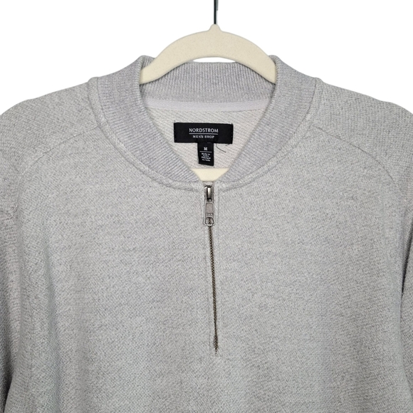 Nordstrom Men's Shop 1/4 Zip Knit Cotton Blend Pullover Sweater Size M Lt Gray - Picture 2 of 8